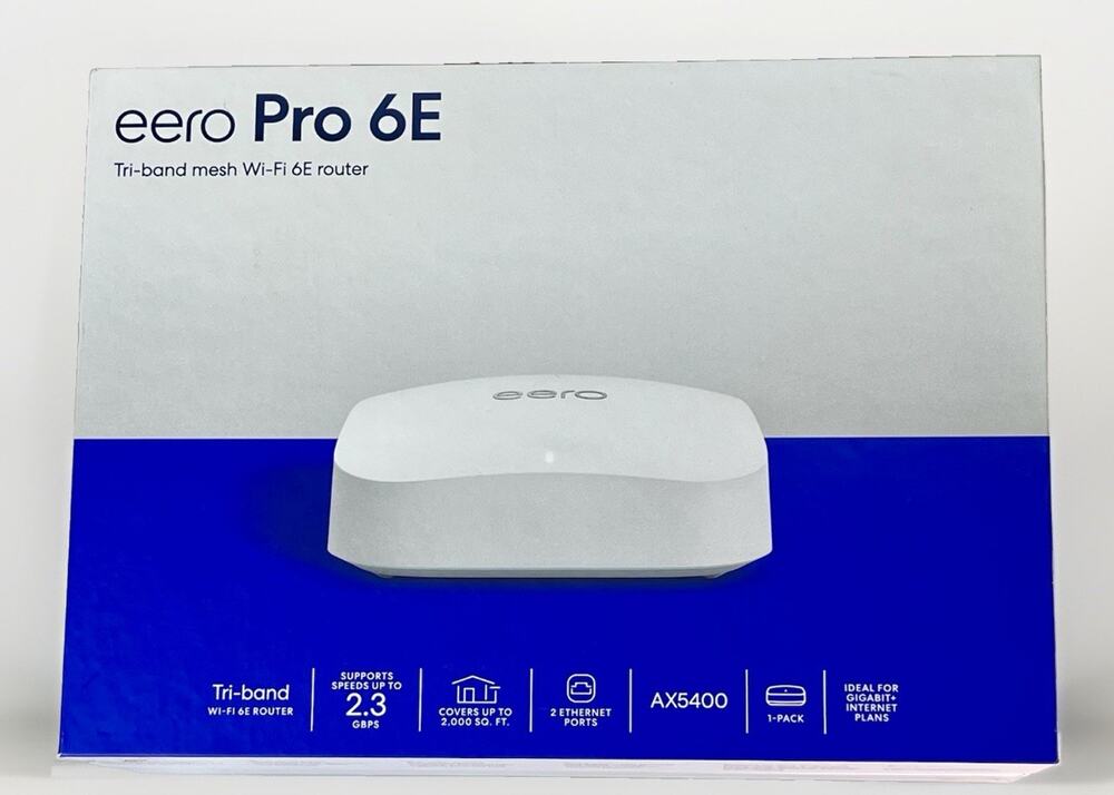 eero Pro 6E Tri-Band Mesh Wi‑Fi 6E Router AX5400 White 2 LAN Ports